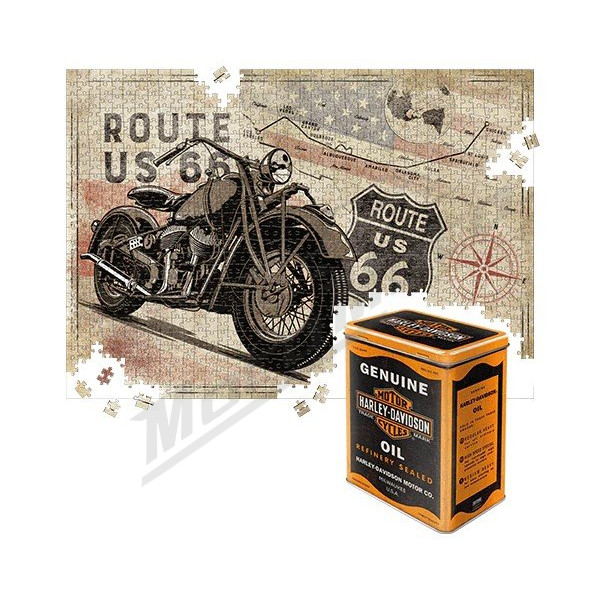 TIN BOX L PUZZLE H-D ROUTE 66 MAP 4 68x48cm