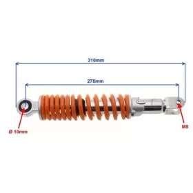 Rear shock absorber orange MINARELLI/ PEUGEOT/ MORINI/ Universal 310mm Ø10 / M8