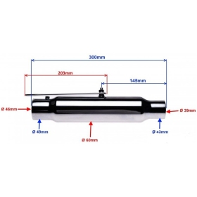 Universal exhaust (length 300mm) Ø 46mm (B version)