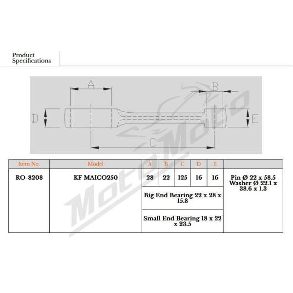 Royal Rods Connecting Rod Maico Endura / MC / GS / RC / RE 250cc 78-86