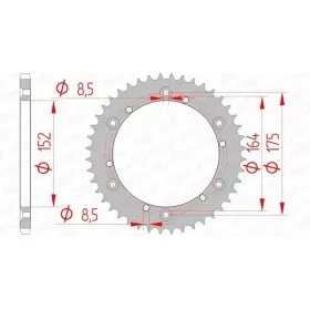 AFAM Steel Standard Rear Sprocket 12500 - 520 YAMAHA DT/SR/IT 175-500CC 1975-2016