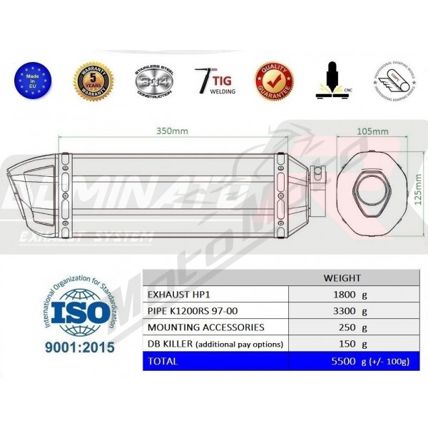 Exhaust kit Dominator HP1 BMW K1200RS 1997-2000