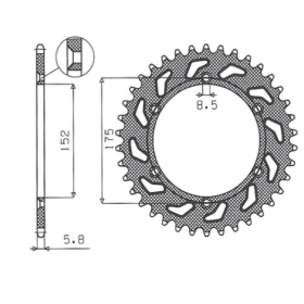 SUNSTAR JTR853 520 Galinė žvaigždutė Yamaha TT 600 93-03