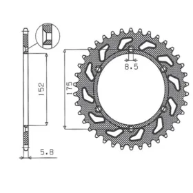 SUNSTAR JTR853 520 Galinė žvaigždutė Yamaha TT 600 93-03