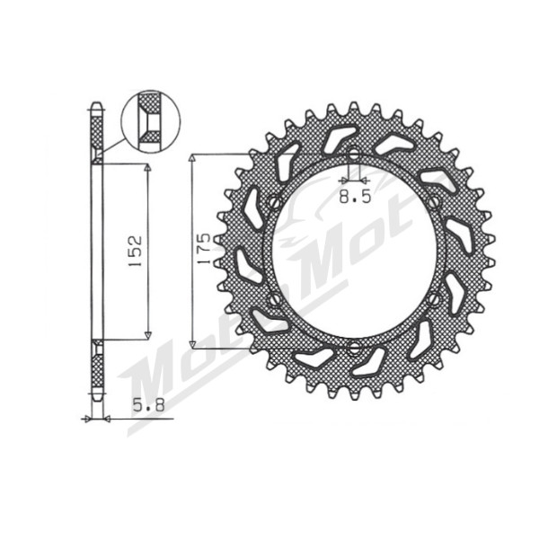 SUNSTAR JTR853 520 Galinė žvaigždutė Yamaha TT 600 93-03