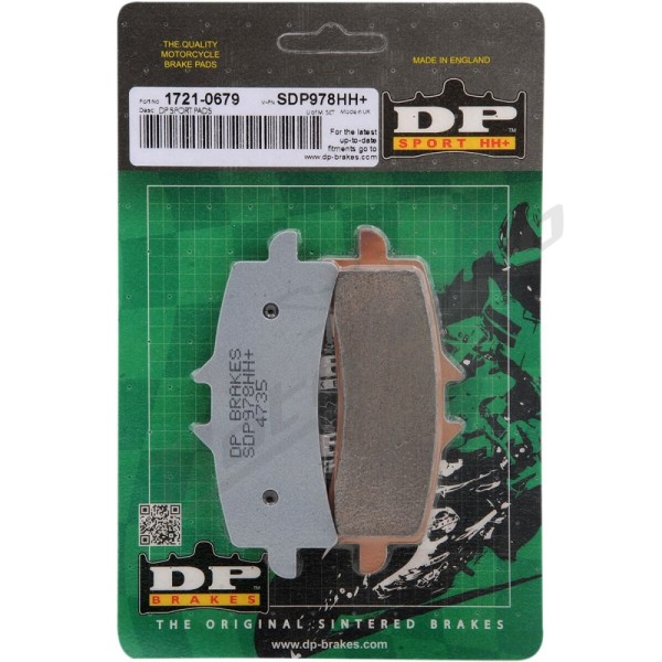 DP BRAKES SDP Sport HH+ Sintered Brake Pads Aprilia / Benelli / Bimota / BMW / CF Moto / Ducati / Energica / Honda / Husqvarna / Kawasaki / KTM / MV Agusta / Suzuki / Triumph 125-2500cc 07-26