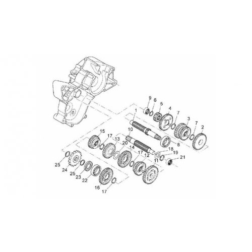 AM6 / DERBI variklių greičių dėžės dalys / dantračiai