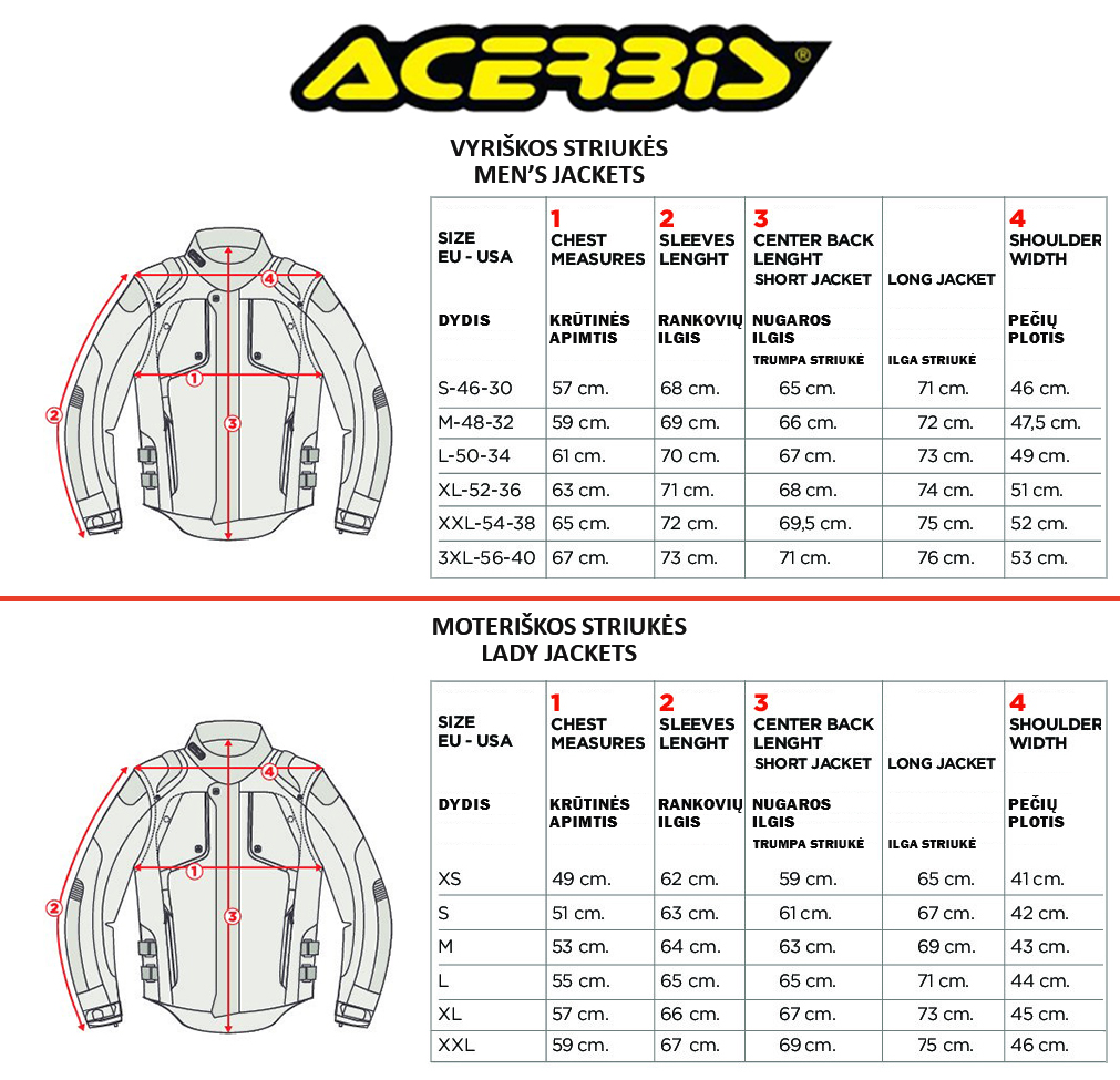 ACERBIS size table
