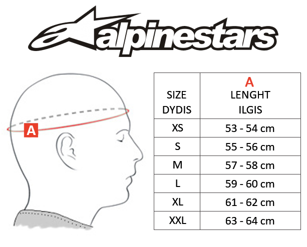 ALPINESTARS dydžių lentelė