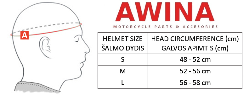 AWINA size table
