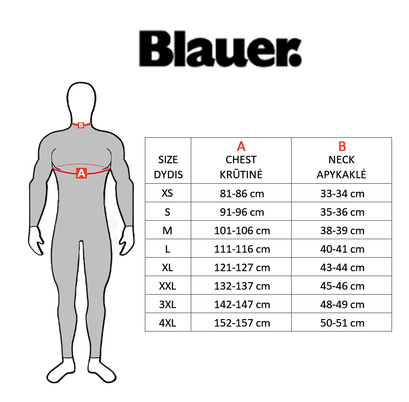 BLAUER dydžių lentelė