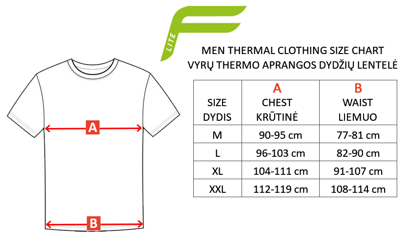 F-LITE dydžių lentelė