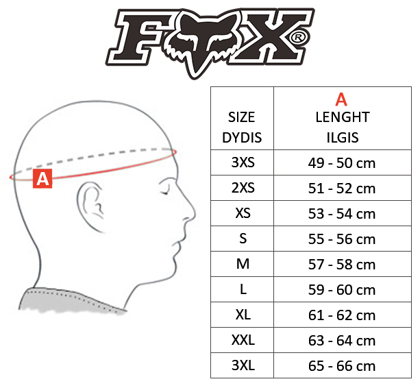 FOX dydžių lentelė