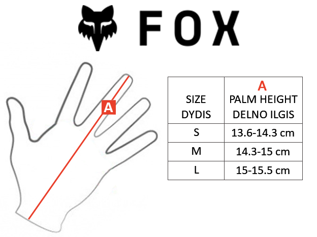 FOX dydžių lentelė