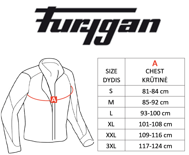 FURYGAN size table