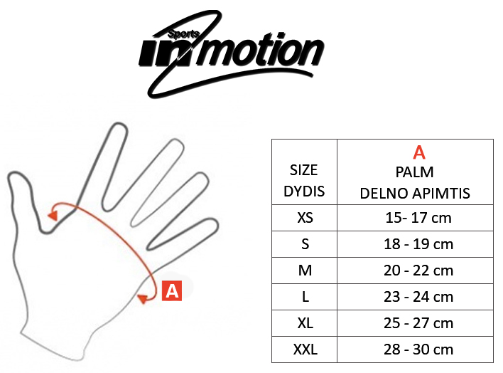 INMOTION dydžių lentelė