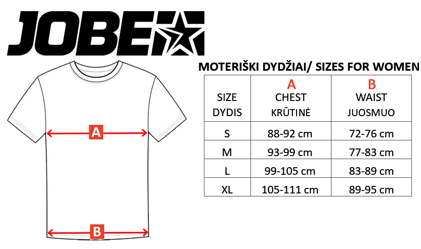 JOBE size table