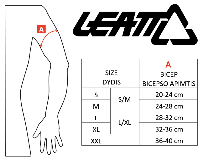 LEATT dydžių lentelė