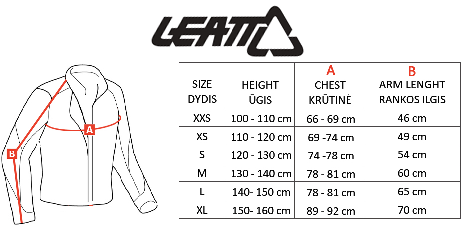 LEATT size table