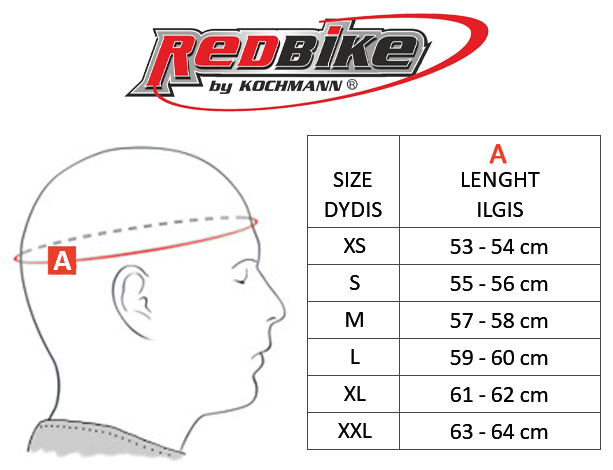 REDBIKE dydžių lentelė