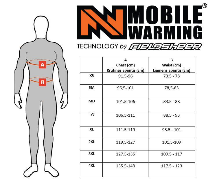 MOBILE WARMING size table