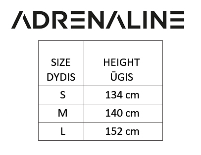 ADRENALINE size table