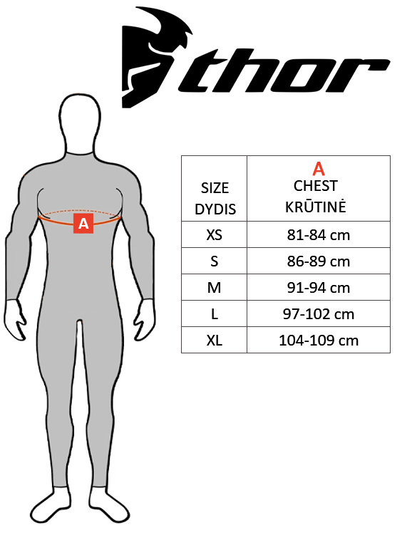 THOR dydžių lentelė