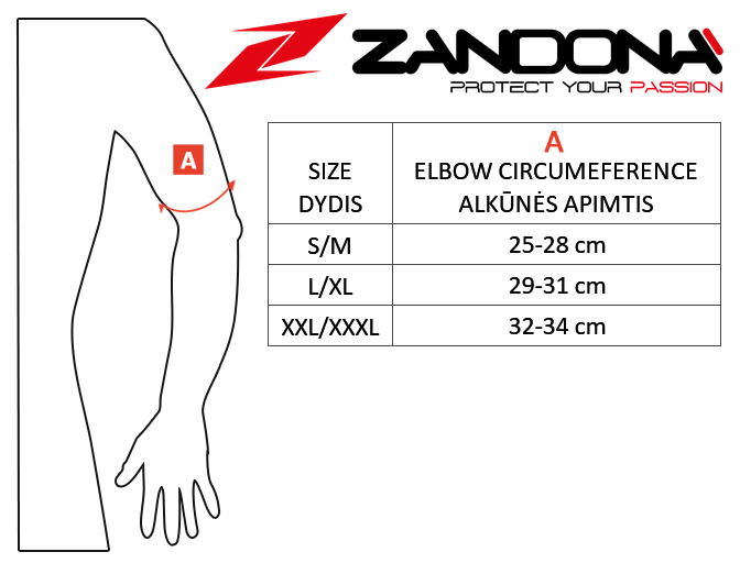 ZANDONA dydžių lentelė